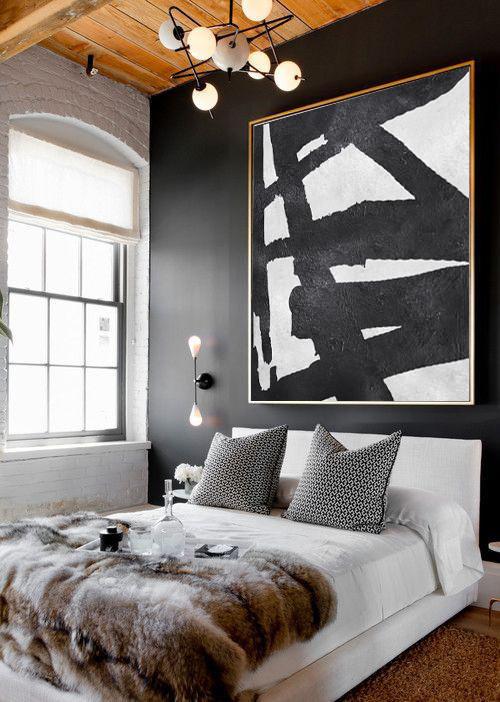 Minimal Black and White Painting #MN43A - Click Image to Close